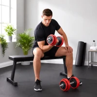 Soozier 44lbs 2-In-1 Dumbbell & Barbell Adjustable Set Strength Muscle Exercise Fitness Plate Bar Clamp Rod Home Gym Sports Area(m-10)