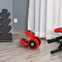 Soozier 44lbs 2-In-1 Dumbbell & Barbell Adjustable Set Strength Muscle Exercise Fitness Plate Bar Clamp Rod Home Gym Sports Area(m-1)
