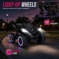 Qaba 12V Kids ATV with Dual Motors, Rear Suspension, 2.2 MPH Max, Light-Up Wheels, Music, Horn, Headlights for 3-6, Black(m-5)