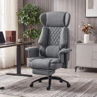 HOMCOM 495LBS Heavy Duty Office Chair with Footrest, Lumbar Support, Spring Cushion, Height Adjustable, Grey(m-8)