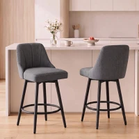 HOMCOM Bar Stools Modern Swivel Counter Height Stools Backrest Set of 2 Dark Grey(m-1)