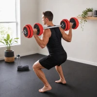 Soozier 44lbs 2-In-1 Dumbbell & Barbell Adjustable Set Strength Muscle Exercise Fitness Plate Bar Clamp Rod Home Gym Sports Area(m-9)