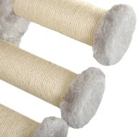 PawHut 4Pcs Cat Wall Shelf with Scratching Post, Cat Wall Shelves for Relaxing, Climbing, Cat Wall With Soft Ladder, Hammock, Play Balls, Grey(m-11)