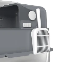 PawHut Stainless Steel Cat Litter Box with 95° Flip Lid, XXL Enclosed Metal Litter Box w/ Mat, Scoop, for Big Cats, 28"x20"x18"(m-11)