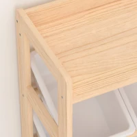 Qaba Wooden Toy Storage Organizer with Rolling Toy Chest, 2 Fabric Drawers, 2 Shelves, 9 Bins for Bedroom, Playroom, Nursery(m-9)