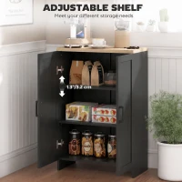 HOMCOM Modern Storage Cabinet with Doors and Adjustable Shelf for Kitchen, Living room, 23.6" x 11.8" x 35.4", Black(m-6)