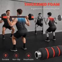 Soozier 6-in-1 Adjustable Dumbbell Set, Used as Kettlebell, Barbell, Dumbbell, Push-Up Stand, 55lbs Free Weights Set, Red(m-6)