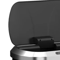 HOMCOM Automatic Trash Can, 13.2Gal / 50L Touchless Garbage Can with Soft-Close Lid, Stay Open, Stainless Steel, Black(m-9)