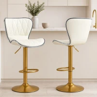 HOMCOM Counter Height Bar Stools Set of 2, Adjustable Height Bar Chairs with Swivel Seat, PU Leather Upholstery(m-1)