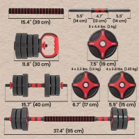 Soozier 66 lb 5-in-1 Adjustable Dumbbell Set Connector, Converts to Barbell, Kettlebell, Push-Up Stand and Plates(m-3)