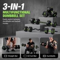Soozier Adjustable Dumbbell Set, 4 in 1 Weights Dumbbells Set for Home Gym, 33lb Free Weights with Connector and Non-Slip Grip(m-4)