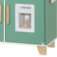 Qaba Wooden Play Kitchen Set with Microwave, Coffee Machine, Ice Maker & 19PCs Accessories, Gift for Ages 3-6 Years, Green(m-11)