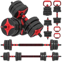 Soozier 66 lb 5-in-1 Adjustable Dumbbell Set Connector, Converts to Barbell, Kettlebell, Push-Up Stand and Plates(m-12)