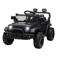 Qaba 12V Electric Car for Kids with Remote, Dual Motors, Rear Suspension, Soft Start, Music, Lights for 3-8 Years, Black(m-2)