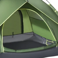 Outsunny Camping Tent, 2-3 Man Family Tent, 1000mm Waterproof, with Sewn-in Groundsheet and Carry Bag,  for Fishing, Dark Green(m-11)