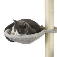 PawHut 4Pcs Cat Wall Shelf with Scratching Post, Cat Wall Shelves for Relaxing, Climbing, Cat Wall With Soft Ladder, Hammock, Play Balls, Grey(m-10)