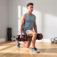Soozier 66 lb 5-in-1 Adjustable Dumbbell Set Connector, Converts to Barbell, Kettlebell, Push-Up Stand and Plates(m-7)