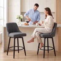 HOMCOM Bar Stools Modern Swivel Counter Height Stools Backrest Set of 2 Dark Grey(m-8)