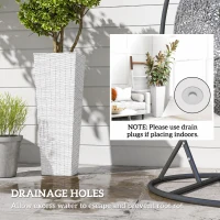 Outsunny 32 Inch Tall Planters for Outdoor Plants, Set of 2 Plastic Flower Pots with Drainage Holes, White(m-6)