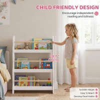 Qaba 3-Tier Kids Bookshelf Wall Mounted, Floating Children's Bookcase for Playroom, Living Room, for 3-8 Years, White(m-6)