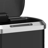 HOMCOM Automatic Trash Can, 13.2Gal / 50L Touchless Garbage Can with Soft-Close Lid, Stay Open, Stainless Steel, Black(m-11)