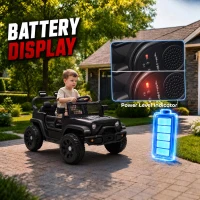 Qaba 12V Electric Car for Kids with Remote, Dual Motors, Rear Suspension, Soft Start, Music, Lights for 3-8 Years, Black(m-5)