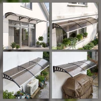 Outsunny Awning Door Canopy, 120" x 40" Polycarbonate Front Door Outdoor Patio Cover for UV Protection, Brown(m-10)