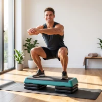 Soozier Adjustable Exercise Step Platform, 3-Level with Risers 4", 6", 8" Aerobic Stepper, 550lbs Weight Capacity, Green(m-1)