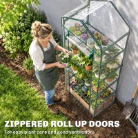 Outsunny 5 Tier Mini Greenhouse, Portable Outdoor Flower Stand with Shelf Clips, Indoor Greenhouse with Steel Frame, Transparent, 27.25" x 19.25" x 76", Clear(m-6)