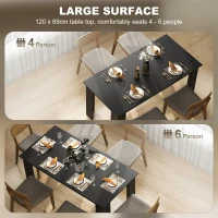 HOMCOM 63" Kitchen Table for 4-6 People, Dining Table with Wood Effect for Dining Room, Black(m-5)