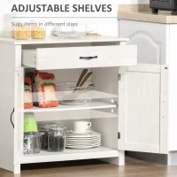 HOMCOM Farmhouse Sideboard Cabinet with Barn Doors Kitchen Buffet Cabinet with Drawer and Adjustable Shelf Stone White Wash(m-5)