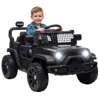Qaba 12V Electric Car for Kids with Remote, Dual Motors, Rear Suspension, Soft Start, Music, Lights for 3-8 Years, Black(m-13)