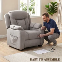 HOMCOM Massage Recliner Chair with Quiet Brushless Motor Pet-Friendly Fabric Power Recliner with 2 Memory Positions Brown(m-9)