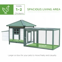PawHut 77" Chicken Coop Hen House Rabbit Hutch Poultry Cage Pen Outdoor Backyard with Nesting Box Run Green(m-5)