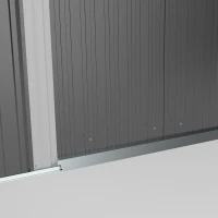 Outsunny 9' x 6.5' Outdoor Metal Garden Shed Utility Tool Storage Steel Backyard Storage House, Light Grey(m-11)