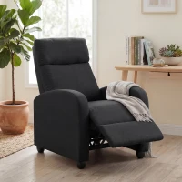 HOMCOM Fabric Recliner Chair, Manual Home Theater Seating, Single Reclining Sofa Chair with Padded Seat for Living Room, Black(m-17)
