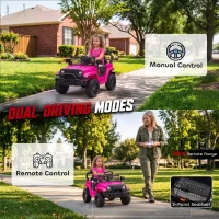 Qaba 12V Electric Car for Kids with Remote, Dual Motors, Rear Suspension, Soft Start, Music, Lights for 3-8 Years, Pink(m-6)