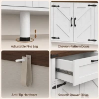 HOMCOM Sideboard Buffet Cabinet with Storage, 55" Large Farmhouse Kitchen Storage Cabinet with 2 Drawers and 4 Doors(m-8)