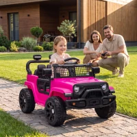 Qaba 12V Electric Car for Kids with Remote, Dual Motors, Rear Suspension, Soft Start, Music, Lights for 3-8 Years, Pink(m-1)