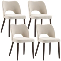 HOMCOM Dining Chairs Set Upholstered Kitchen Chenille Tool Free Assembly Rubberwood Legs, Cream White(m-13)