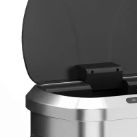 HOMCOM Automatic Trash Can, 13.2Gal / 50L Touchless Garbage Can with Soft-Close Lid, Stay Open, Stainless Steel, Silver(m-9)