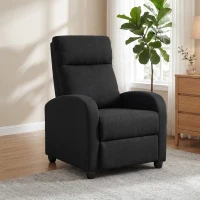 HOMCOM Fabric Recliner Chair, Manual Home Theater Seating, Single Reclining Sofa Chair with Padded Seat for Living Room, Black(m-13)