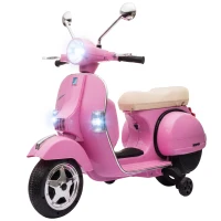 Qaba 12V Kid Motorcycle, Electric Motorbike with Training Wheels, Rear Suspension, Steering Limitation for 3-6 Years, Pink(m-1)