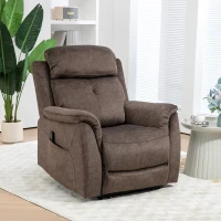 HOMCOM Manual Recliner Chair with Vibration Massage, Reclining Chair for Living Room with Side Pockets, Brown(m-11)