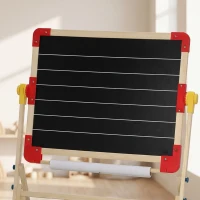 Qaba Art Easel for Kids, 360° Rotating Double Sided Kids Easel with Magnetic Whiteboard, Chalkboard, Storage Box, Natural(m-9)