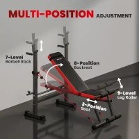 Soozier 924LBS Adjustable Weight Bench with Bench Press Rack, Dip Station, Flat & Incline Design for Home Gym Strength Training(m-7)