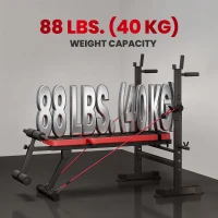 Soozier 924LBS Adjustable Weight Bench with Bench Press Rack, Dip Station, Flat & Incline Design for Home Gym Strength Training(m-5)