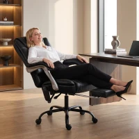 HOMCOM 400lbs Massage Office Chair with Heat, Big and Tall Desk Chair, Lumbar Support, Reclining, Footrest, Black(m-8)