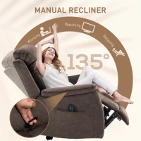 HOMCOM Manual Recliner Chair with Vibration Massage, Reclining Chair for Living Room with Side Pockets, Brown(m-5)