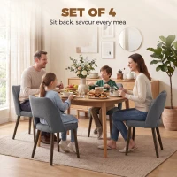 HOMCOM Dining Chairs Set Upholstered Kitchen Chenille Tool Free Assembly Rubberwood Legs, Dark Grey(m-4)